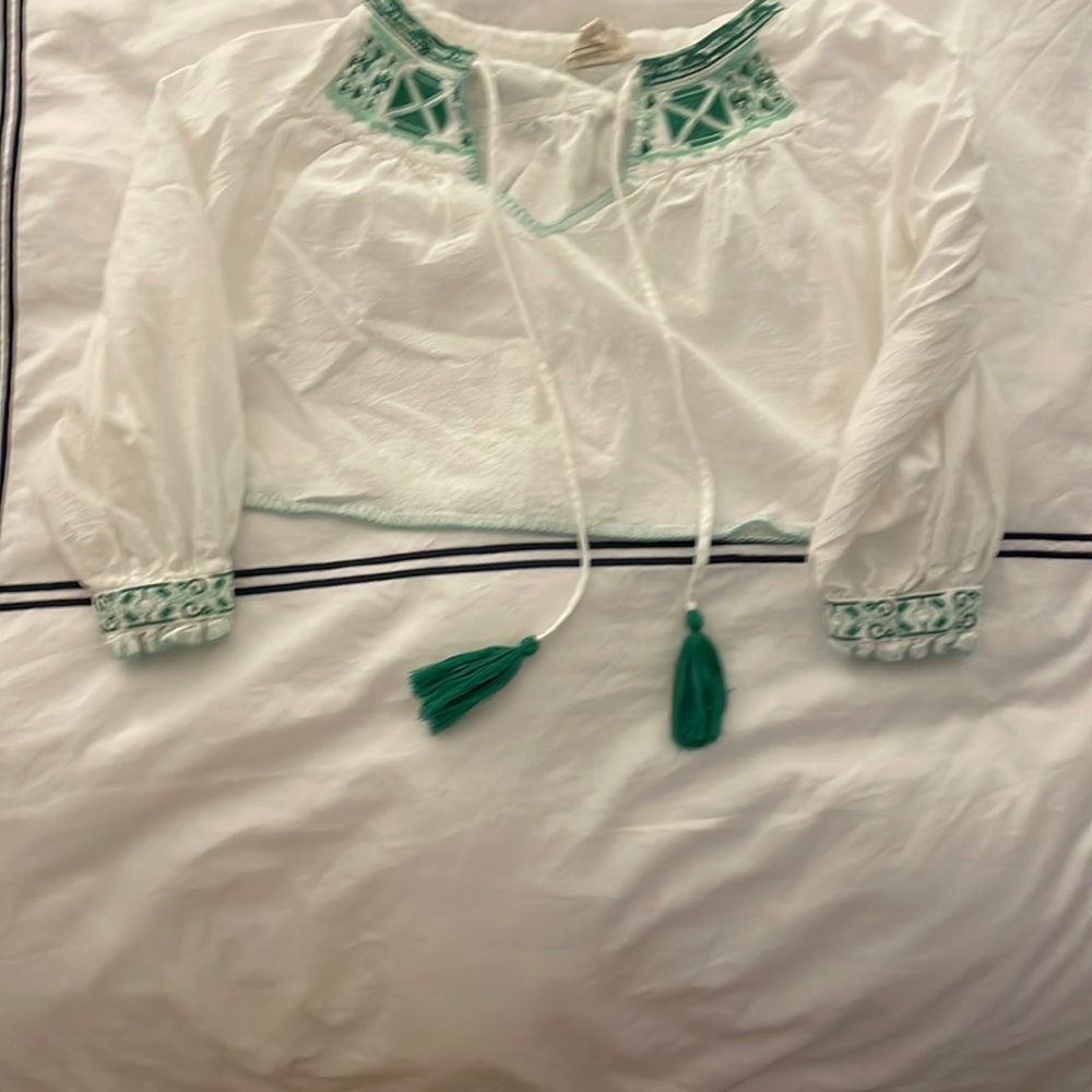 Green and white crop top